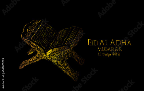 Muslim holiday Eid al-Adha.1441 H the sacrifice a ram. graphic design decoration kurban bayrami. month is mean muslim event 