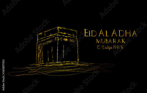 Muslim holiday Eid al-Adha.1441 H the sacrifice a ram. graphic design decoration kurban bayrami. month is mean muslim event 