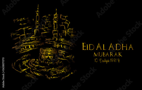 Muslim holiday Eid al-Adha.1441 H the sacrifice a ram. graphic design decoration kurban bayrami. month is mean muslim event 