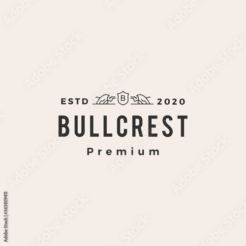 bull coat of arms hipster vintage logo vector icon illustration