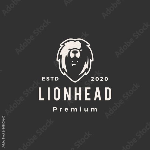 lion head hipster vintage logo vector icon illustration