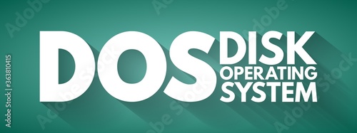 DOS - Disk Operating System acronym, technology concept background