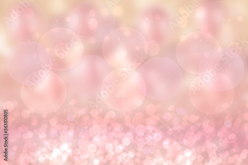 Abstract gradient violet pink background texture with blurred white bokeh circles and lights. Space for design. Beautiful backdrop.