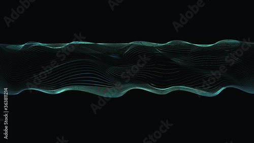 Abstract flow lines background . Fluid wavy shape .Striped linear pattern . Music sound wave . Vector illustration