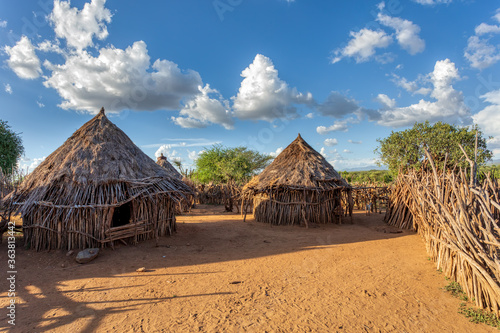 Hamar Village. The Hamar people are a primitive tribe in South Ethiopia, Africa photo