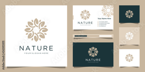 Elegant flower logo design abstract. Can be used for beauty salons, decorations, boutiques, spas, yoga, cosmetic and skin care products. premium business card vector photo