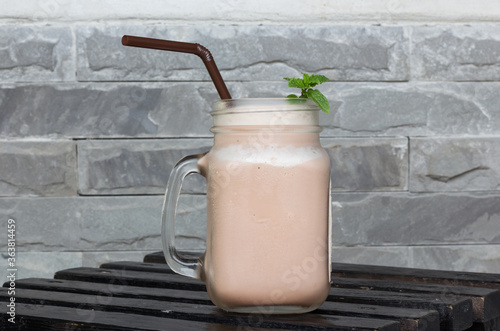 iced cocoa in a glass
