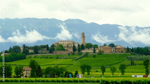 Susegana, ITALY – May 2, 2020: The ancient castel of San Salvatore, Collalto family.