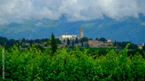 Susegana, ITALY – May 2, 2020: The ancient castel of San Salvatore, Collalto family.