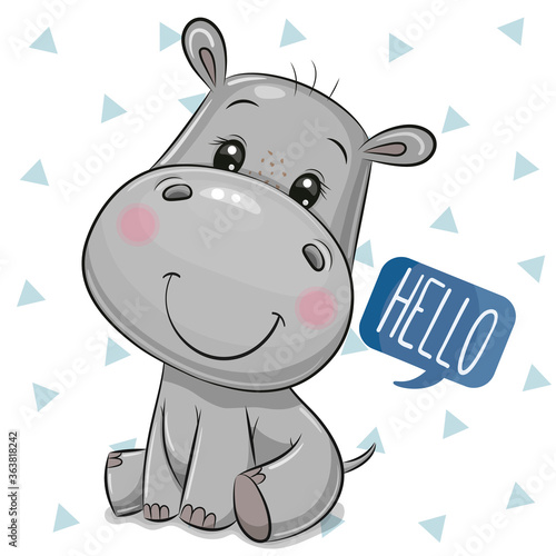 Cute Cartoon Hippo on a white Background