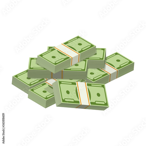 Dollar bundle cartoon vector icon.Cartoon vector illustration banknotes of money. Isolated illustration of bundle dollar icon on white background.