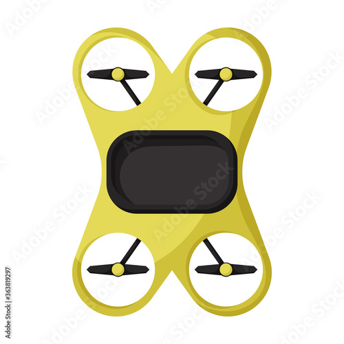 Drone cartoon vector icon.Cartoon vector illustration quadcopter. Isolated illustration of drone icon on white background.