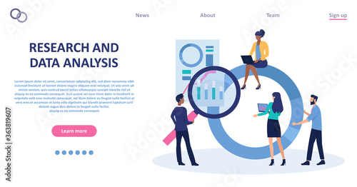 Vector of a business team analyzing financial report