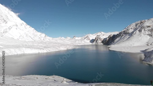 Panoramic shot around Tilicho lake in Nepal. photo