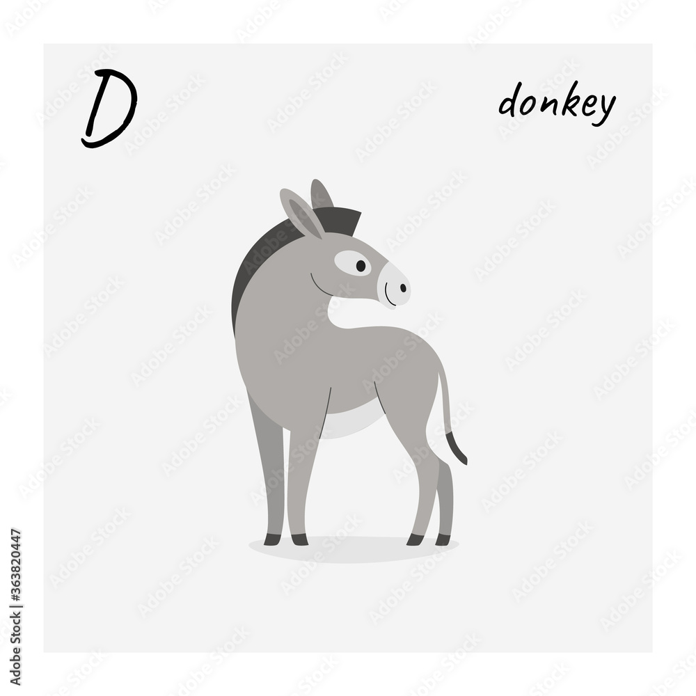 Cartoon donkey - cute character for children. Cute flat illustration in cartoon style.