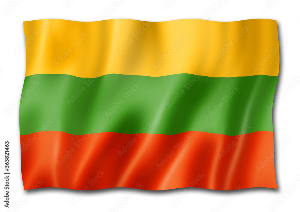 Obraz premium Lithuanian flag isolated on white