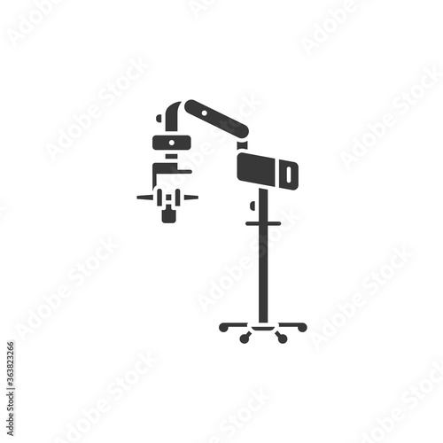 Operating microscope glyph black icon. Dentistry, ENT surgery, ophthalmic and neurosurgery, plastic surgery. concept. Healthcare and treatment. Sign for web page, mobile app.