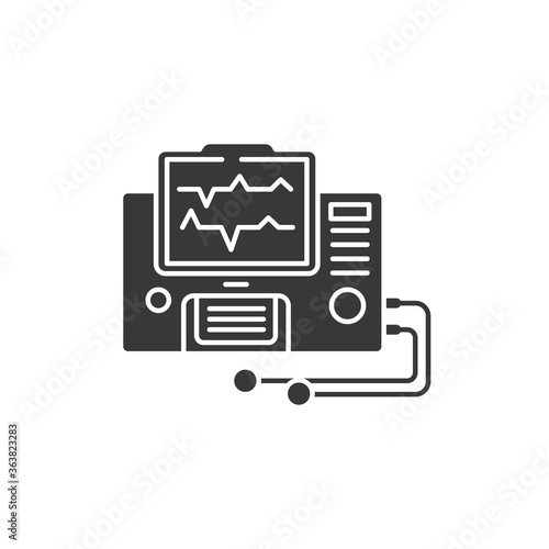 Electronic fetal monitoring glyph black icon. EFM provides graphic and numeric information on fetal heart rate FHR and maternal uterine