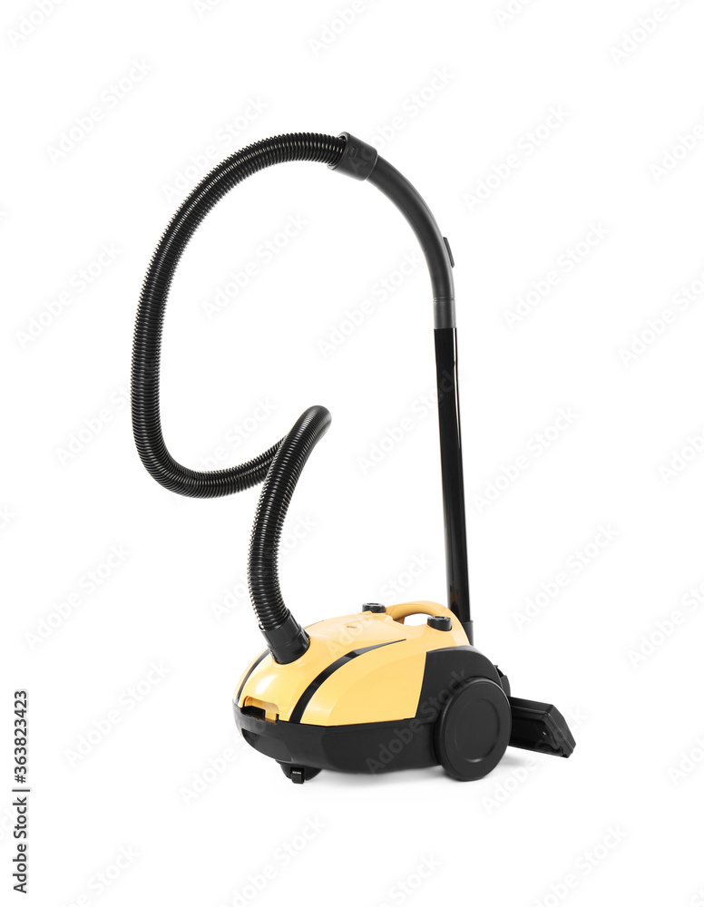 Modern yellow vacuum cleaner isolated on white Modern yellow vacuum cleaner isolated on white