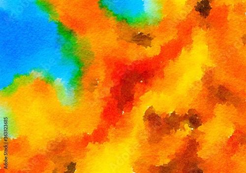 Watercolor paper background. Abstract Painted Illustration. Brush stroked painting.