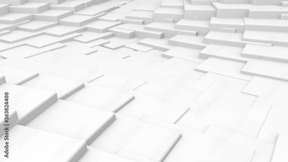 High quality 3D render abstract white shapes background