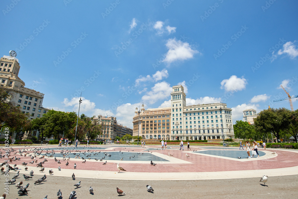 Plaza Catalunya in Barcelona, Spain