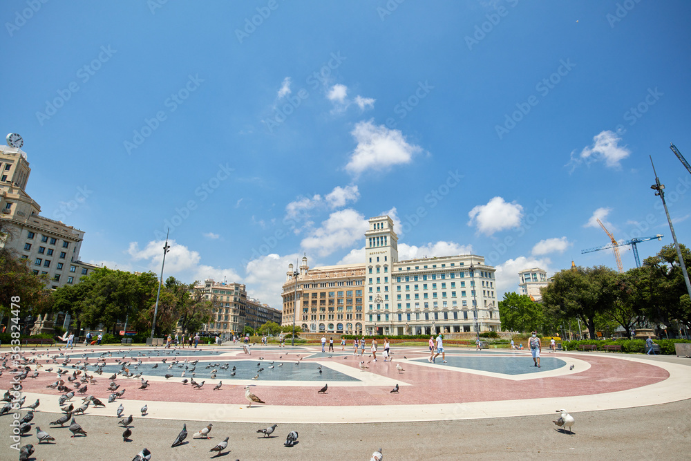 Plaza Catalunya in Barcelona, Spain