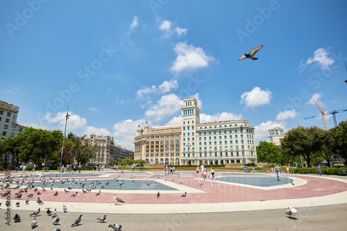 Obraz na płótnie Plaza Catalunya in Barcelona, Spain w salonie