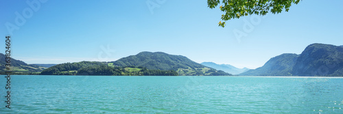 Panoramic view of the beautiful Mondsee lake in Austria © kelifamily