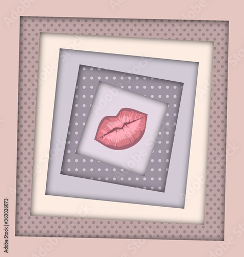 abstract beige colored image of lips and frames