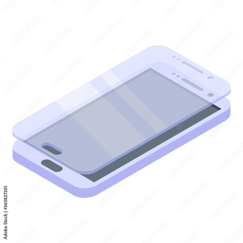 Drop protective glass phone icon. Isometric of drop protective glass phone vector icon for web design isolated on white background Drop protective glass phone icon. Isometric of drop protective glass phone vector icon for web design isolated on white background