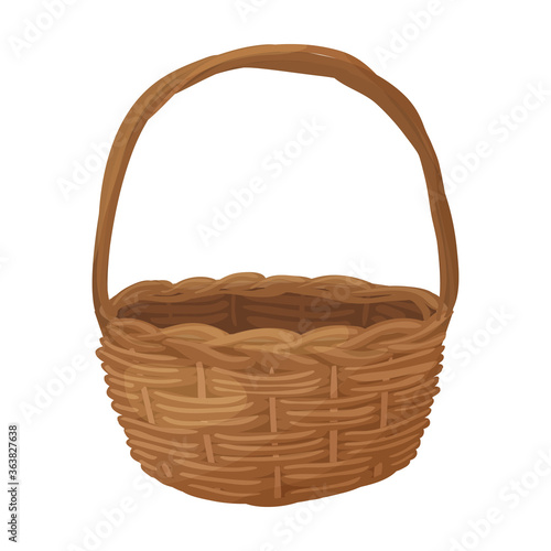 Wicker basket vector icon.Cartoon vector icon isolated on white background wicker basket.
