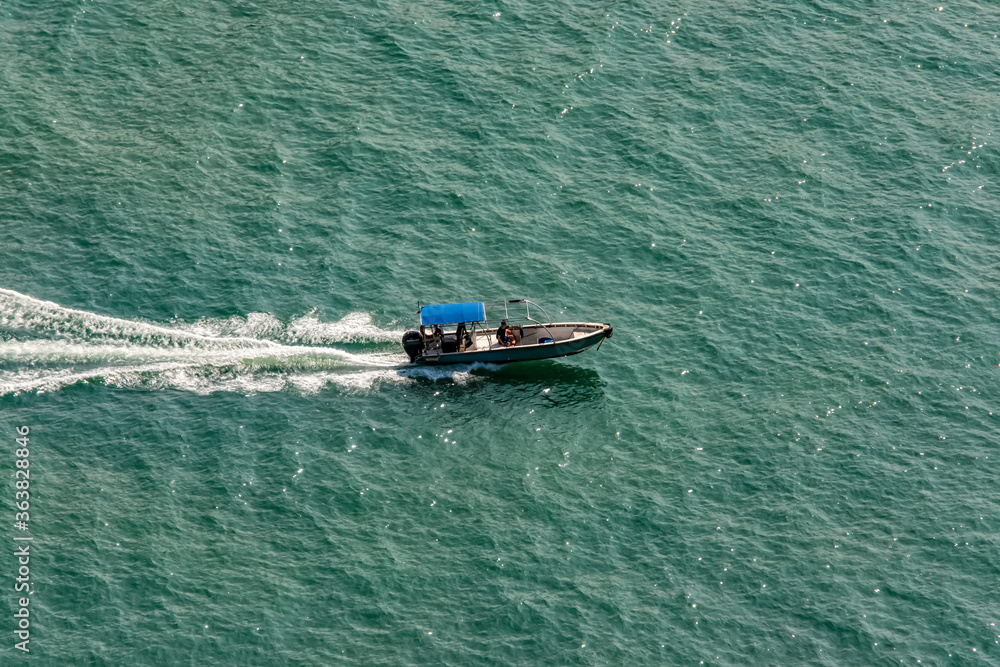 Fototapeta premium Hong Kong 03-03-2020 : A Small Fish Boat On West Lamma Channel 