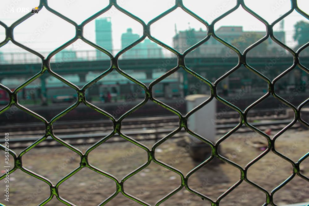 Fototapeta premium train window a beutiful view in india 