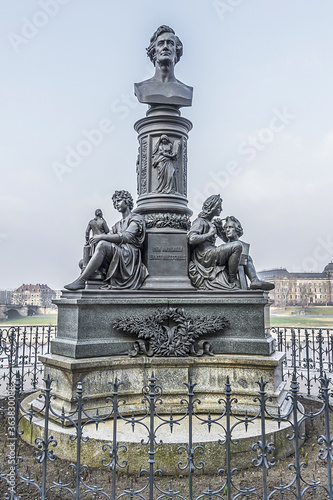 Statue of Ernst Friedrich August Rietschel (famous German sculptor) on the Bruhl Terrace in Dresden, Germany. photo