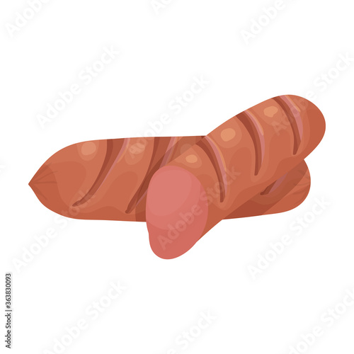 Sausage vector icon.Cartoon vector icon isolated on white background sausage.