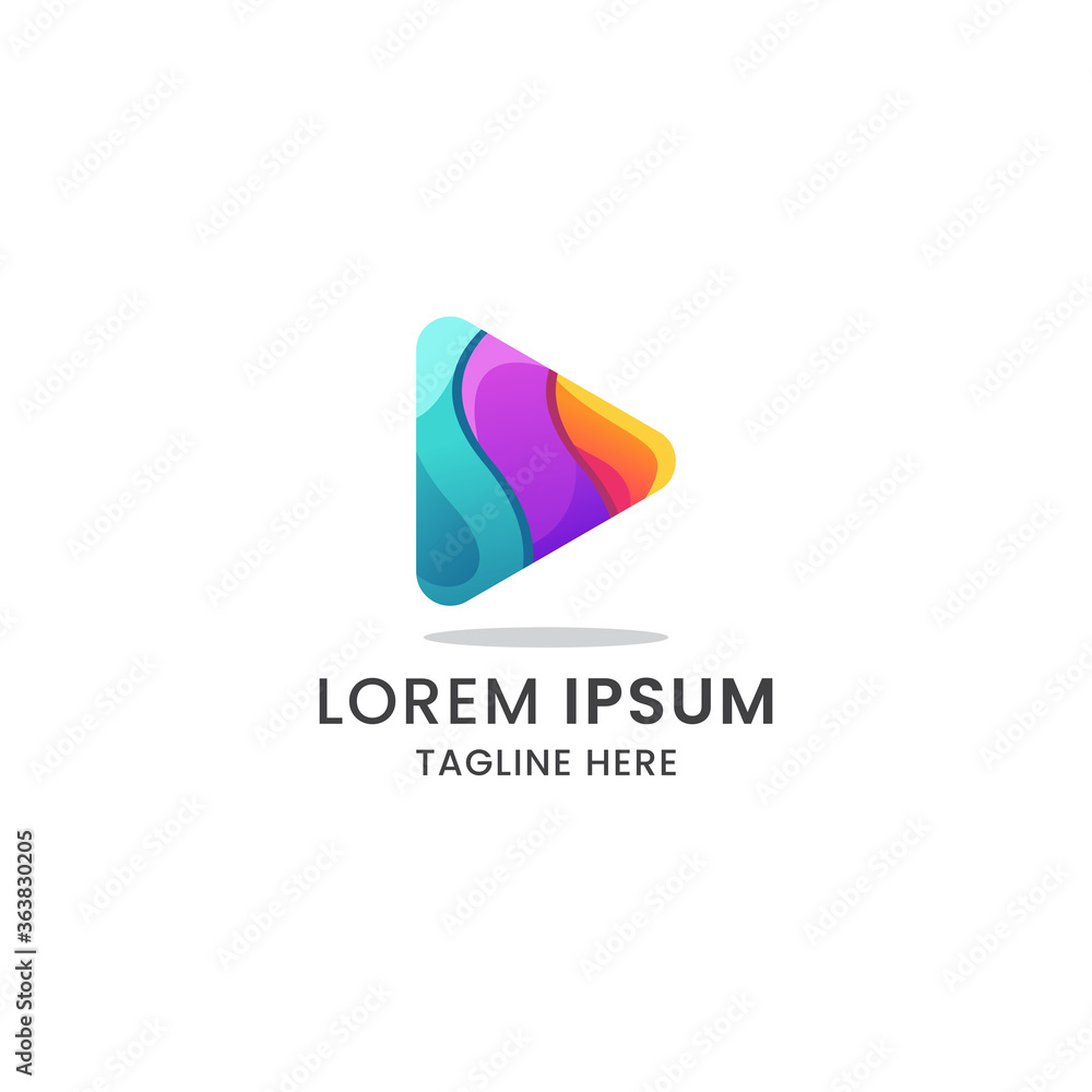 Awesome colorful gradient play button logo icon premium vector Awesome colorful gradient play button logo icon premium vector