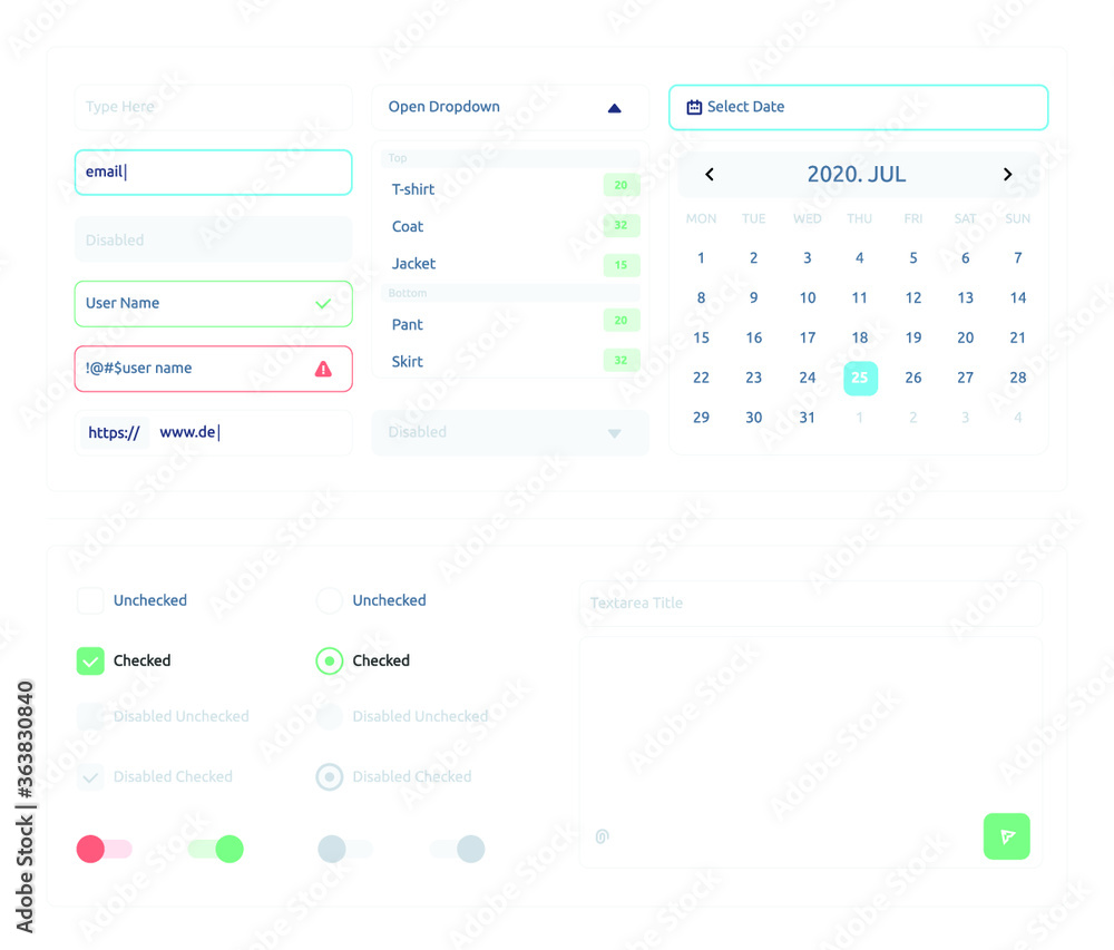 Bright Background UI Kit Design Template Bright Background UI Kit Design Template
