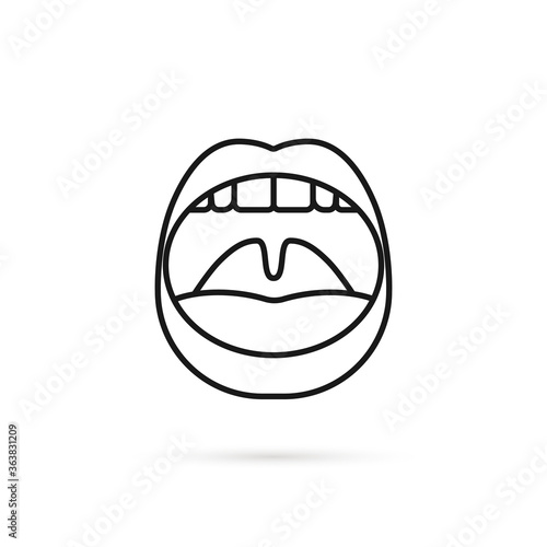 thin line open mouth icon like shout