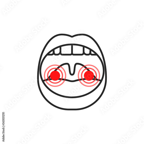 open mouth thin line icon tonsillitis