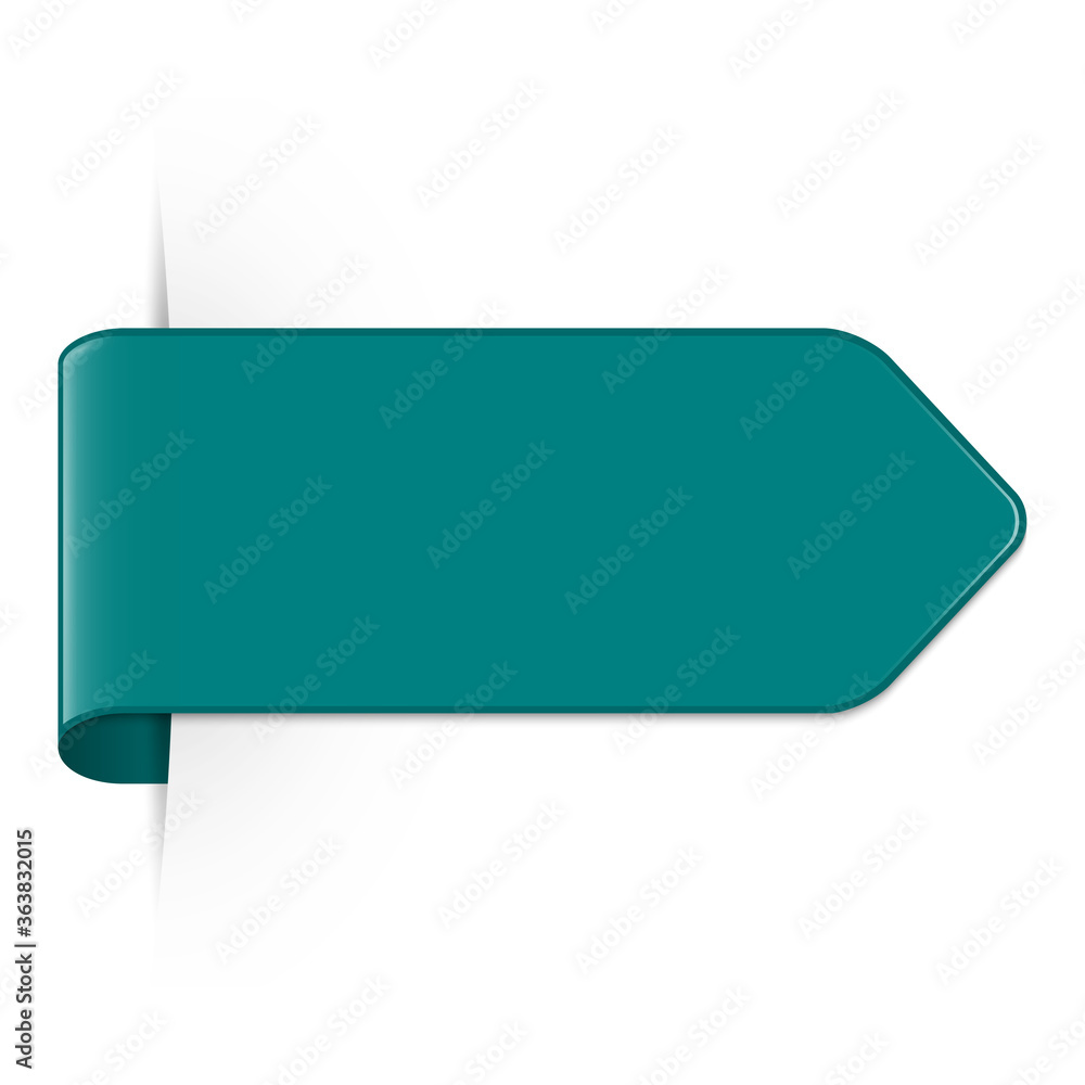 Long curved teal, green bookmark arrow with shadow and copy space isolated on a white background. EPS10 vector file Long curved teal, green bookmark arrow with shadow and copy space isolated on a white background. EPS10 vector file