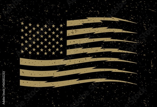 USA American Grunge Flag with Stripes in Lightning Shape On Dark Background