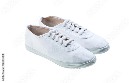 White minimalist sport shoes isolated on white