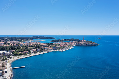 An aerial shot of Rovinj, Istria, Croatia