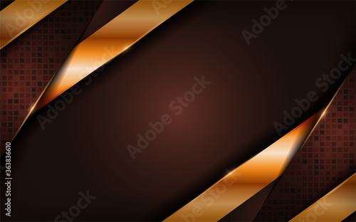 Luxury brown background with golden lines combination.