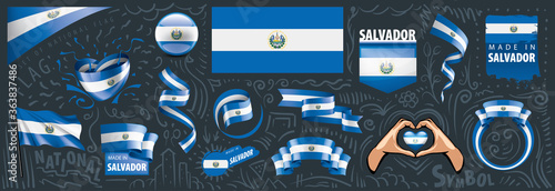 Vector set of the national flag of Salvador in various creative designs