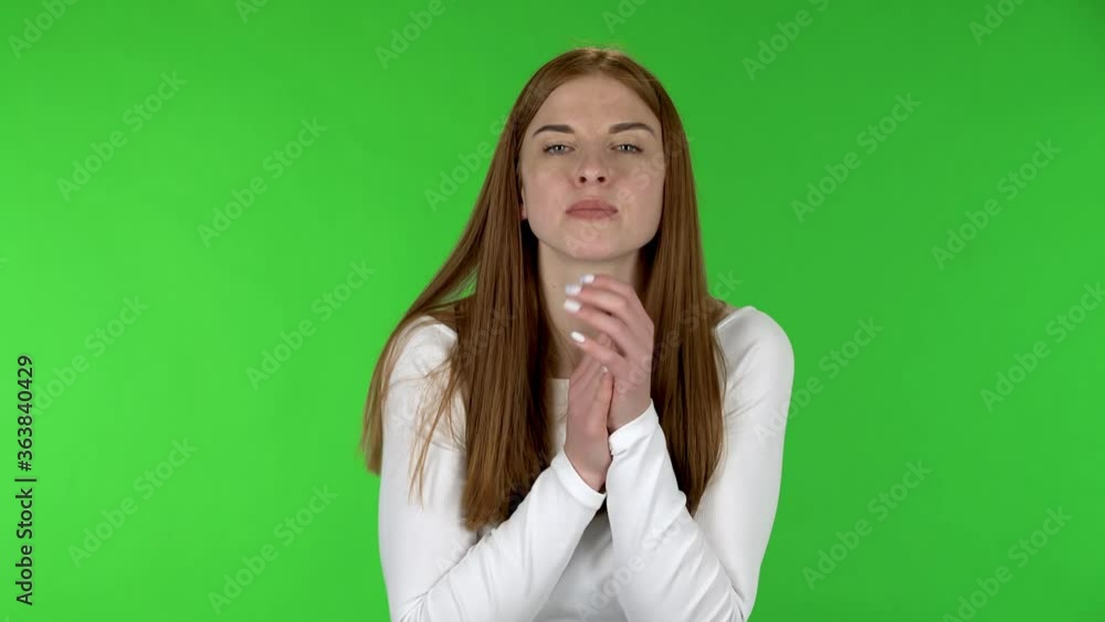 Portrait of pretty young woman is looking at camera with anticipation, then very upset. Portrait of pretty young woman is looking at camera with anticipation, then very upset.
