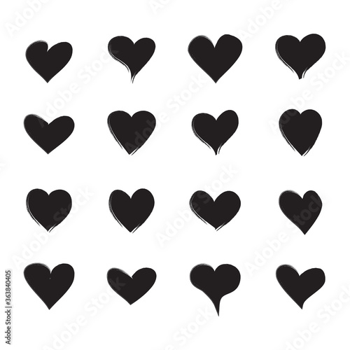 Black heart vector shape. Love icons set isolated on white background.Collection of flat heart icons for web site, love symbol, icon shape,greeting card and Valentine's day.Vector illustration concept