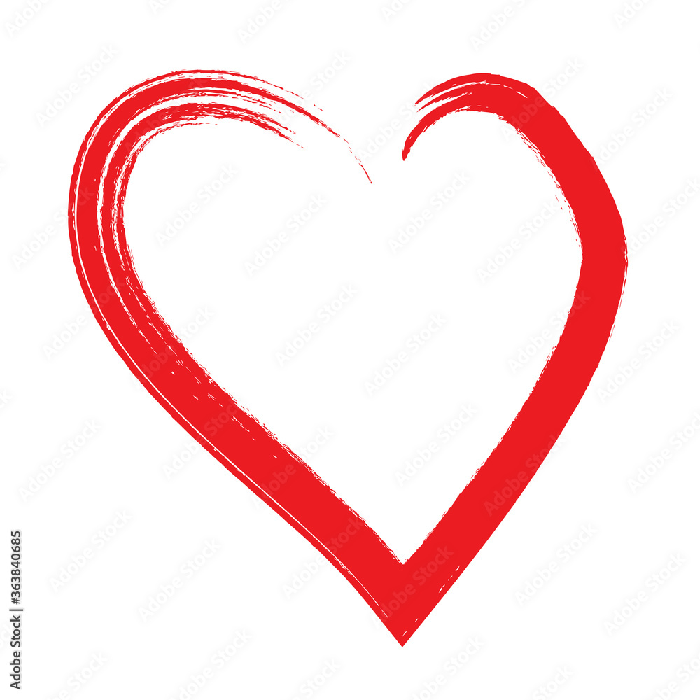 Red heart brush hand drawn icon isolated on white background. Red heart icon for love symbol,passion sign and Valentine's day. Dry brush painted heart.Creative beautiful art design,vector illustration Red heart brush hand drawn icon isolated on white background. Red heart icon for love symbol,passion sign and Valentine's day. Dry brush painted heart.Creative beautiful art design,vector illustration