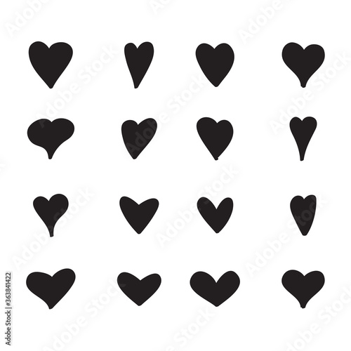 Black heart vector shape. Love icons set isolated on white background.Collection of flat heart icons for web site, love symbol, icon shape,greeting card and Valentine's day.Vector illustration concept